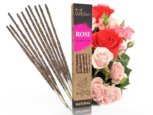 Natürliche Räucherstäbchen Rose - Natural Rose, Glimmdauer ca. 45min, mit grobgemahlenen Rohstoffen, Vegan & ohne tierische Tests von Luxflair