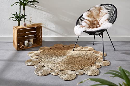 -LUXOR- living Teppich Kalahari runder Boho Teppich Schlafzimmer aus Seegras handgewebtes Naturprodukt aus natürlichen Fasern 130 cm rund beige von -LUXOR- living
