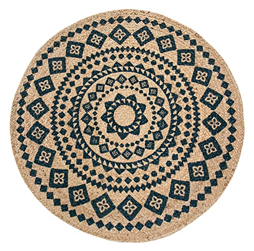 -LUXOR- living Teppich Mamda - Jute Teppich rund - auch geeignet als Teppich Schlafzimmer - nachhaltiger Boho Teppich beige - Teppich Läufer - Naturprodukt 80 cm rund Ornament von -LUXOR- living