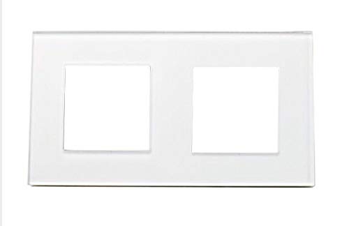 Luxus-Time Touch Glasrahmen Lichtschalter Steckdosen USB HDMI Weiß/Weiss POINT (Nur Rahmen Glas 2 Fach Weiss) von Luxus-Time