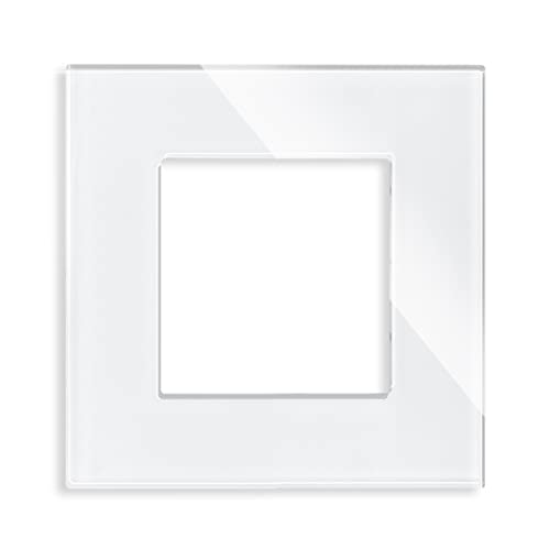LUXUS-TIME Nur Rahmen Glas Wandblenden Lichtschalter Blenden Schalterleisten für Touchschalter, Lichtschalter, Steckdosen, Unterputz Dosen Glasrahmen in Grau, Weiß, Schwarz (1-Fach, Weiß-Glas) von Luxus-Time