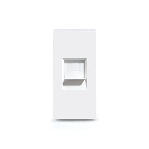 Luxus-Time Touch Lichtschalter Wandschalter LUX SERIE Glas Sensor Schalter Wechselschalter Schuko Steckdosen USB Cat Weiß Schwarz Gold (Modul: 1/2 Netzwerk Cat6, Weiß) von Luxus-Time