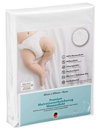 Luxusfeder - Matratzenschutz wasserdicht 60x120 cm - Matratzenschoner Öko-Tex - Bester Nässeschutz - SiShield® Hygieneschutz optimal für Allergiker - atmungsaktiv von Luxusfeder