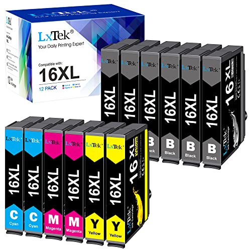 LxTek 16XL Multipack Patronen Kompatibel für Epson 16XL 16 für Epson Workforce WF-2630 WF-2760 WF-2750 WF-2660 WF-2650 WF-2540 WF-2510 WF-2530 WF-2010 (6 Schwarz/2 Cyan/2 Magenta/2 Gelb, 12er-Pack) von LxTek