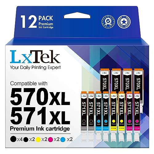 LxTek 570XL 571XL Patronen Multipack Kompatibel für Canon PGI-570XL CLI-571XL für Canon TS5050 Druckerpatronen PIXMA MG5750 TS6051 MG6850 TS6050 MG5700 MG5751 MG5752 MG6800 MG6851 MG6852 (12er-Pack) von LxTek