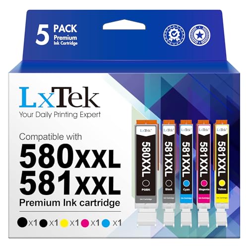 LxTek 580 581XXL Kompatibel für Canon Druckerpatronen 580 581 für Canon TR8550 Druckerpatronen TS6150 TS6350 TS9550 TS705 TR7550 TR8500 (5er-Pack) von LxTek