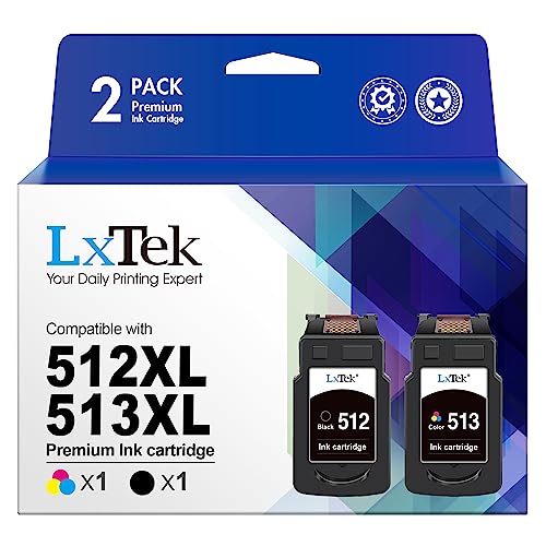 LxTek Wiederaufbereitet Tintenpatrone Kompatibel für Canon 512 513 PG-512 CL-513 510 511 für Pixma MP495 MP280 MP230 MP250 MP270 MP240 iP2700 MX340 MP490 MX330 MX360 MX320 MP260 (1 Schwarz, 1 Farbe) von LxTek