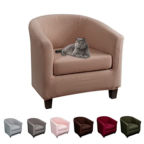 Lydevo Sesselhussen Clubsessel Stretch Sesselschoner Sesselbezug Tub Chair Cover Couchbezug Elastisch Anti-Rutsch Club Sesselüberwürfe Husse für Loungesessel,Jacquard#Kamel von Lydevo