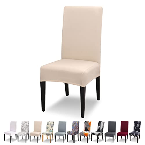 Lydevo Stuhlhussen 6er Set Stretch Moderne Stuhlhussen für Esszimmerstühle Stuhlhussen für Schwingstühle Universal Waschbarer Abnehmbarer Stuhlbezug für Esszimmer Hotel Bankett Küche,Beige von Lydevo