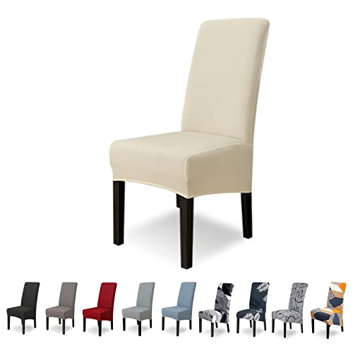 Lydevo Stuhlhussen XL 6er Set Stretch Stuhlhussen Schwingstühle XL für Esszimmerstühle Spandex Universal-Stuhlbezug Large Dining Chair Schonbezüge für Stuhl Esszimmer Hotel Bankett,Beige von Lydevo