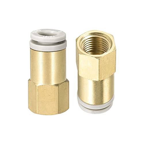 M METERXITY 2Stk 1/8 PT - Rohr Verschraubung Innengewinde - Gerade Steck Verschraubungen für Pneumatik Systeme (6mm ID Gold) von M METERXITY