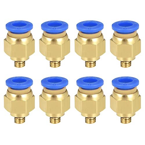 M METERXITY 8 Pack Stecker Schnell Fitting - Garten Pneumatisch Steckverbinder Leichtgewicht und Wasserdicht Anwendung für PU/PA/PVC Rohr (M5 Goldton Blau) von M METERXITY