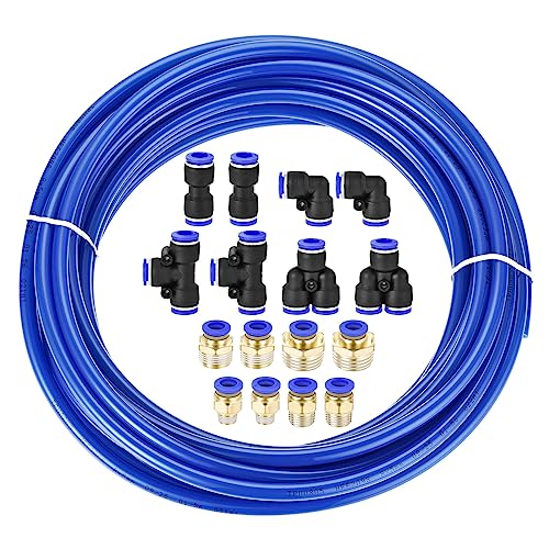 M METERXITY Luftschlauch Set – PU Pneumatik Schlauch mit Schnellkupplung Hohe Druckbeständigkeit Anwendbar für Vakuumsysteme (10M Blau) von M METERXITY