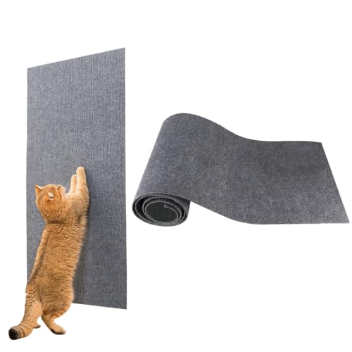 M&Catree Selbstklebend Kratzmatte Katze Wand 40x200cm Katzenkratzteppich Kratzbretter Katzenbaum Katzentürme Ersatz - Dunkelgrau von M&Catree