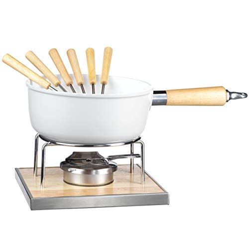 MÄSER 931889 Käsefondue Set für 6 Personen, 9-teiliges Komplettset für Fondue nach Schweizer Art mit Keramik beschichtetem Topf, im hübschen Geschenkkarton, Aluminium, 2.2 liters von MÄSER