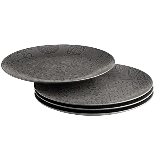 MÄSER 935077 Serie Tiles Große runde Platzteller in modernem Vintage Stil, Deko-Teller aus Keramik im 4er Set, ideal auch als Pizzateller und Servierteller, mit Matt-Finish, Steinzeug, Schwarz MÄSER 935077 Serie Tiles Große runde Platzteller in modernem Vintage Stil, Deko-Teller aus Keramik im 4er Set, ideal auch als Pizzateller und Servierteller, mit Matt-Finish, Steinzeug, Schwarz von MÄSER