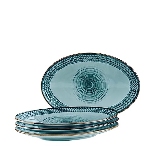 MÄSER Prospero, Platten Set aus 4 handbemalten Platten in Gastronomie-Qualität, ideal auch als Vorspeisenteller, moderner Vintage Stil, blau MÄSER Prospero, Platten Set aus 4 handbemalten Platten in Gastronomie-Qualität, ideal auch als Vorspeisenteller, moderner Vintage Stil, blau von MÄSER