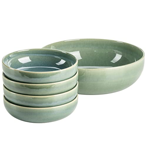 MÄSER Serie Elina Uno, Modernes 5-teiliges Bowl Set aus Keramik mit unregelmäßiger Effektglasur, 1 Schüssel groß und 6 Schalen für Salat, Müsli, oder Suppe, Steinzeug, Beach MÄSER Serie Elina Uno, Modernes 5-teiliges Bowl Set aus Keramik mit unregelmäßiger Effektglasur, 1 Schüssel groß und 6 Schalen für Salat, Müsli, oder Suppe, Steinzeug, Beach von MÄSER