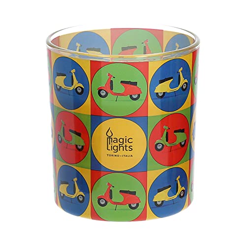 MAGIC LIGHTS Kerze im Glas Pop Art Ø 7,5 cm hoch 8,4 cm Motorrad von Vacchetti Giuseppe