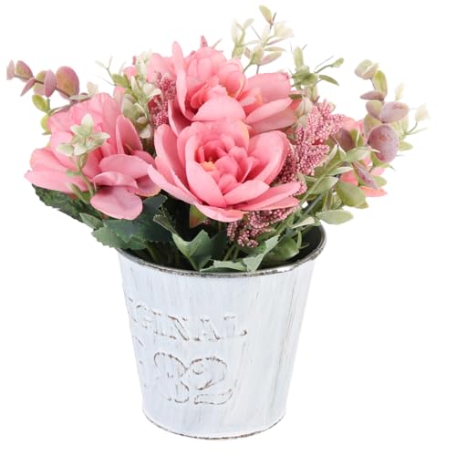 MAGICLULU 3 Sätze Künstliche Gefälschte Blumendekoration Orchidee Blumenarrangement Tischdekoration Künstliches Grün Künstliche Pflanzen Rustikale Vasen Rosa Anzug Rose Plastik Bonsai von MAGICLULU