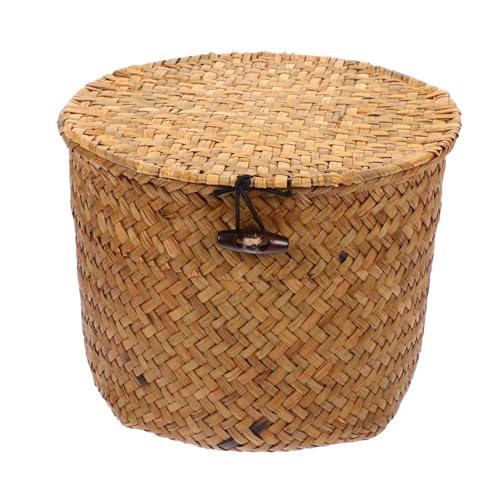 MAGICLULU 3St Aufbewahrungsbox mit Deckel Schale zur Aufbewahrung von Obst Brotkorb aus Rattan Kommode Toilettenpapier-Aufbewahrungsständer Regalkörbe zur Aufbewahrung Korb aus Seegras Weben von MAGICLULU