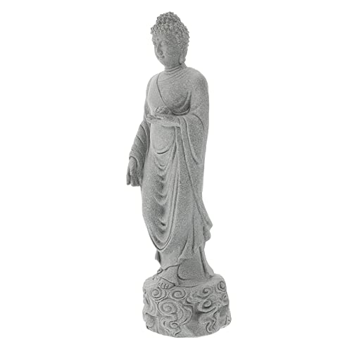 MAGICLULU Buddha-Dekoration Fischglasdekorationen Outdoor-Statue Buddha-Figur Buddha Figur Garten Skulptur Im Freien Garten Buddha Skulptur Blausteinpulver Chinesischer Stil Ornamente von MAGICLULU