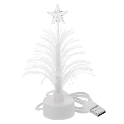 MAGICLULU USB-Weihnachtsbaum Leuchtender Mini-Weihnachtsbaum Glasfaser-Led Wechselnde Weihnachtsbaumlampe Mit Sternaufsatz Für Zuhause Schreibtisch Weihnachtsparty-Dekoration von MAGICLULU