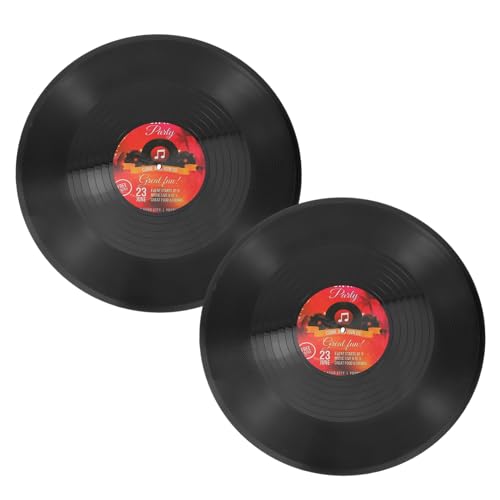 MAGICLULU 2st Schallplattendekoration Vinyl-schallplatten-wandaufkleber Musiknoten-ausschnitte. Vinyl-schallplatten-untersetzer Ästhetisches Dekor Leere Flagge Modisch Plastik Gesicht Stange von MAGICLULU