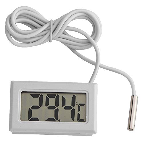 MAGT Mini Digital LCD Thermometer, Digitale Temperatur Monitor mit Externem Wasserdichter Sondensensor für Aquarium Kühlraum Fishtank (Farbe: Weiß) von MAGT