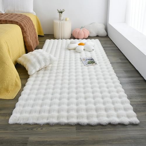 MAIFURUN Einfarbiger Teppich aus Blasensamt, moderner dekorativer Teppich, Bequeme Plüschdecke, geeignetes Kissen für Schlafzimmer und Wohnzimmer, waschbare Bodenunterlage,A- 60x100CM von MAIFURUN