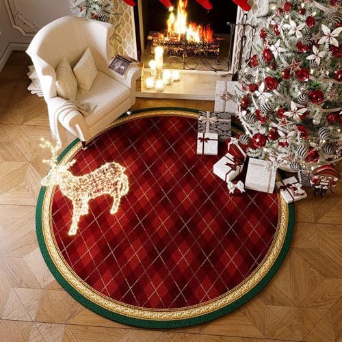 MAIFURUN Weihnachtsbaumrock, runder Weihnachtsteppich für Heiligabend,Fußteppiche im nordischen Stil, Wohnzimmer- und Schlafzimmerbodenteppich,B- 80x80CM von MAIFURUN