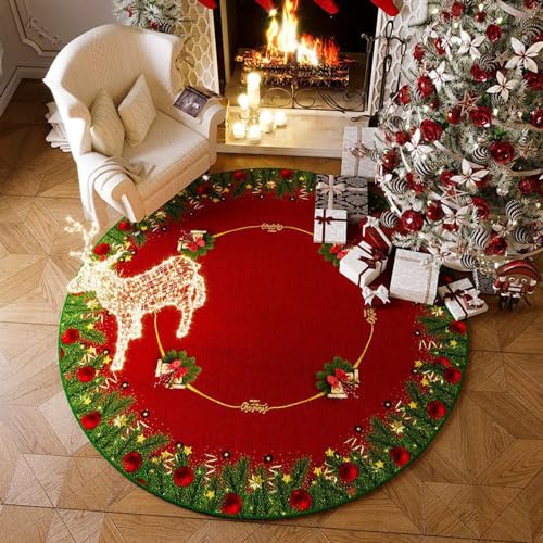MAIFURUN Weihnachtsbaumrock, runder Weihnachtsteppich für Heiligabend,Fußteppiche im nordischen Stil, Wohnzimmer- und Schlafzimmerbodenteppich,C- 80x80CM von MAIFURUN