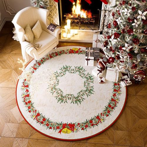 MAIFURUN Weihnachtsbaumrock, runder Weihnachtsteppich für Heiligabend,Fußteppiche im nordischen Stil, Wohnzimmer- und Schlafzimmerbodenteppich,E- 80x80CM von MAIFURUN