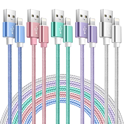 iPhone Ladekabel, Apple MFi zertifiziert 5Pack iPhone Schnellladekabel Nylon geflochten kompatibel mit iPhone 14 13 12 11 Pro Max Mini XR XS X 8 7 iPad Air von MAIMEITE