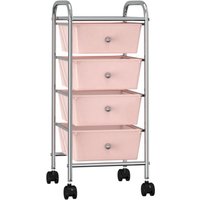Schubladenwagen mit 4 Schubladen Rosa Kunststoff von LONGZIMING