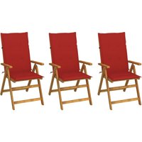 3 Stk. Klappbare Gartenstühle Faltbare Gartenstühle Klappstuhl mit Auflagen Massivholz Akazie BZRBD339338 Maisonchic von MAISONCHIC