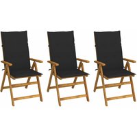 3 Stk. Klappbare Gartenstühle Faltbare Gartenstühle Klappstuhl mit Auflagen Massivholz Akazie BZRBD643522 Maisonchic von MAISONCHIC