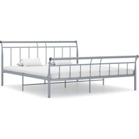 Bettgestell Doppelbett Bett für Schlafzimmer Grau Metall 200x200 cm DE93265 von MAISONCHIC