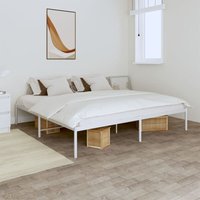 Bettgestell Doppelbett Bett für Schlafzimmer Metall Weiß 193x203 cm DE17828 von MAISONCHIC