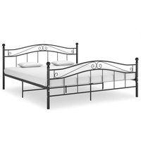 Bettgestell Doppelbett Bett für Schlafzimmer Schwarz Metall 140x200 cm DE69999 von MAISONCHIC