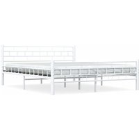 Bettgestell Doppelbett Bett für Schlafzimmer Weiß Metall 160×200 cm DE95123 von MAISONCHIC