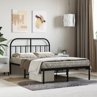 Bettgestell mit Kopfteil, Schlafzimmerbett/Doppelbett, Erwachsenenbett Metall Schwarz 120x190 cm XTJTE804400 Maisonchic von MAISONCHIC