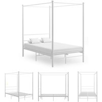 Himmelbett Doppelbett Bett für Schlafzimmer Weiß Metall 140x200 cm DE40377 von MAISONCHIC