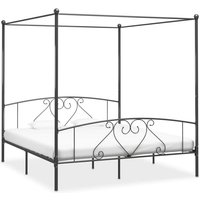 Himmelbett-Gestell Doppelbett Bett für Schlafzimmer Grau Metall 200 x 200 cm DE63015 von MAISONCHIC