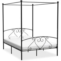 Himmelbett-Gestell Doppelbett Bett für Schlafzimmer Schwarz Metall 140 x 200 cm DE48223 von MAISONCHIC
