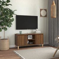 Maisonchic - TV-Lowboard für Wohnzimmer tv Schrank TV-Möbel Massivholz-Beine Braun Eichen-Optik 103,5x35x50 cm DE73786 von MAISONCHIC