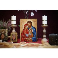 Ikone Heilige Familie Handgemachte Ikonen Icon Handgemachte Ikone, Perfektes Geschenk, Religiöses Bild, Schöne Religiöse von MAJKworkshop
