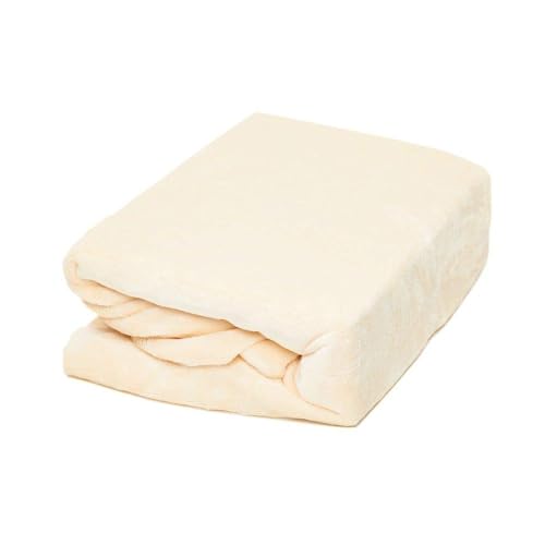 MALIKA Luxus Cashmere-Touch Spannbettlaken für Topper bis 10 cm Steghöhe Boxspring Winter Plüsch Spannbetttuch Teddy Coral Fleece, Farbe:Creme, Größe:140x200-160x200 cm von MALIKA