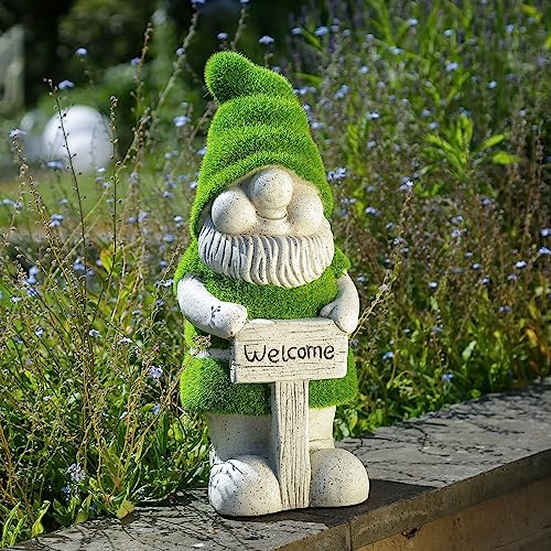 MARELIDA Gartenzwerg Welcome - Gartenfigur - Magnesia - H: 38cm - grau, grün MARELIDA Gartenzwerg Welcome - Gartenfigur - Magnesia - H: 38cm - grau, grün von MARELIDA