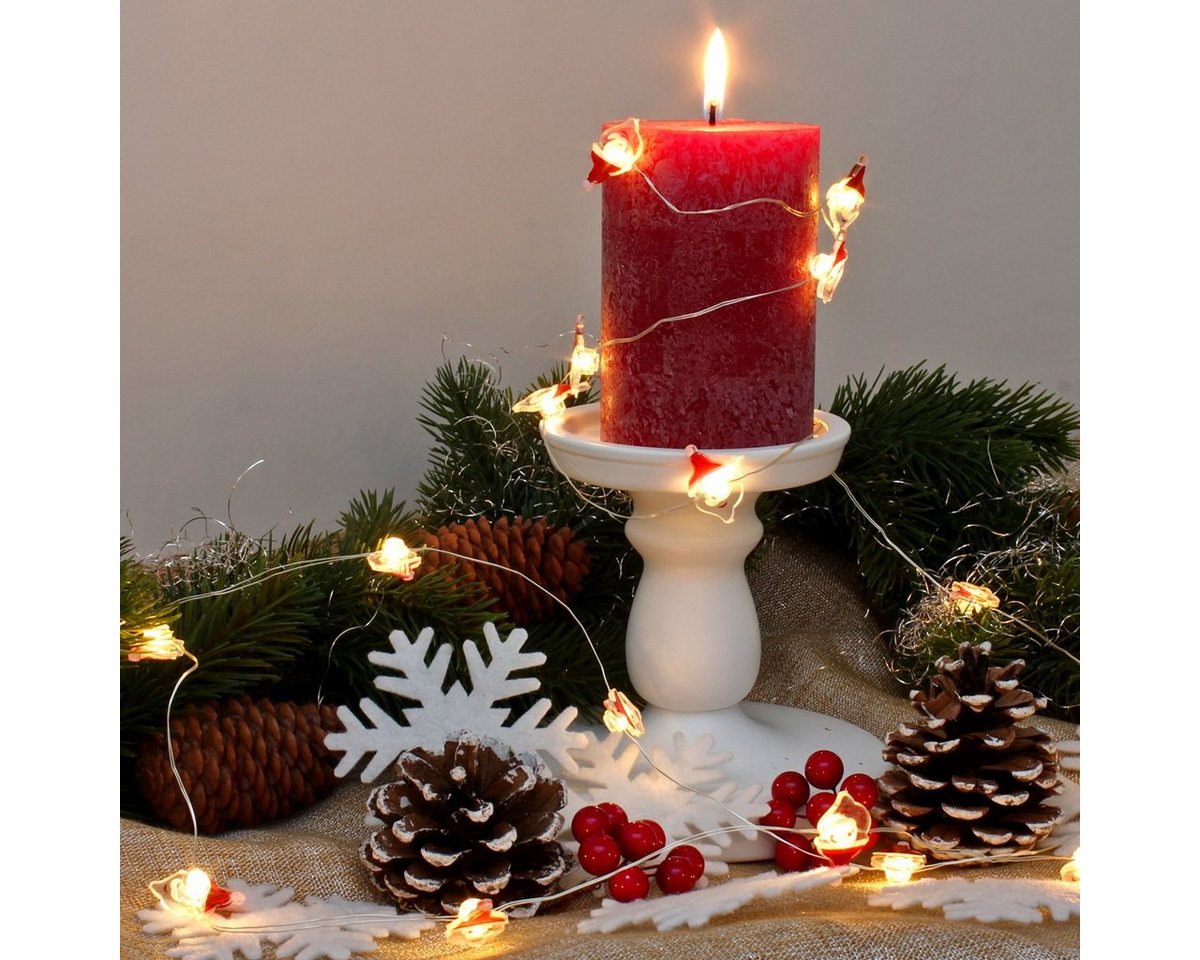 MARELIDA LED-Lichterkette LED Draht Santa Nikolaus Weihnachtsdeko Acryl 20LED 1,9m Batterie, 20-flammig von MARELIDA